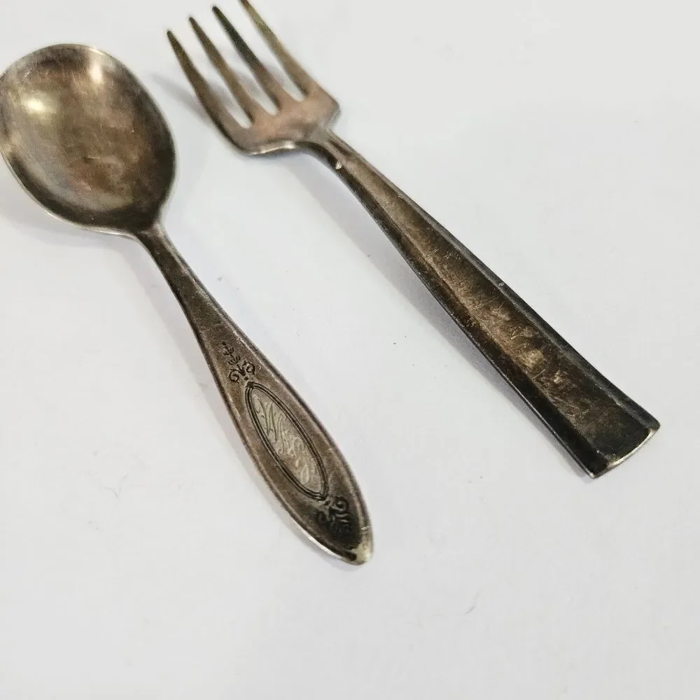 Antique Oneida New Era Community Plate Silver Children's Baby Spoon & Fork Set